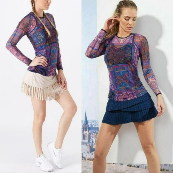 Nwt Lucky In Love Mesh Long Sleeve Women Shirt Top w/ Cami M Medium - Picture 1 of 10